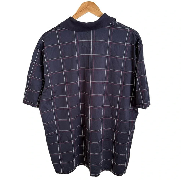 Brooks Brothers Mens Large St Andrew’s Links Blue Cotton Polo Shirt Grid Plaid L - Picture 2 of 5
